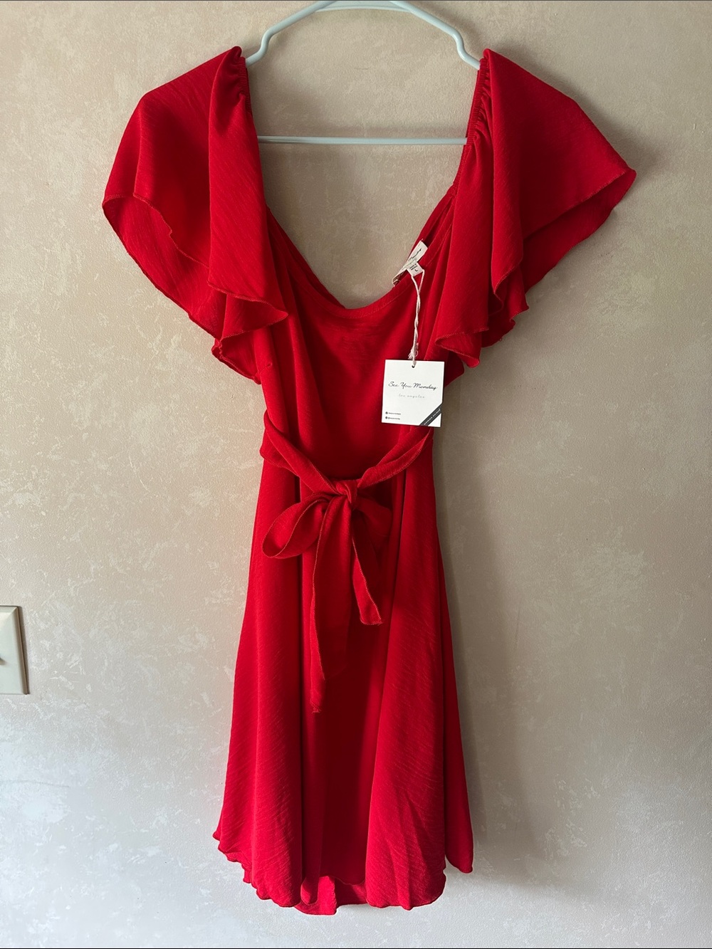 See You Monday Red Flutter Dress